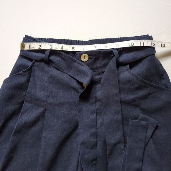 Francescas Mi Ami Womens XS Linen Blend Shorts Button Tie Waist Navy Blue Sailor - Picture 8 of 10